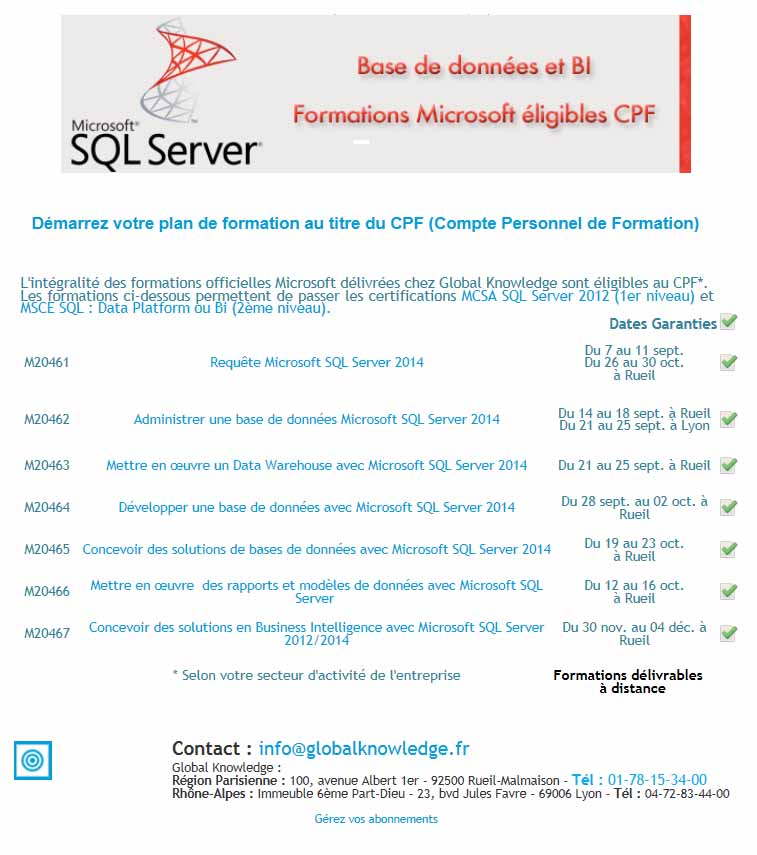 Spformation bd bi microsoft cpf