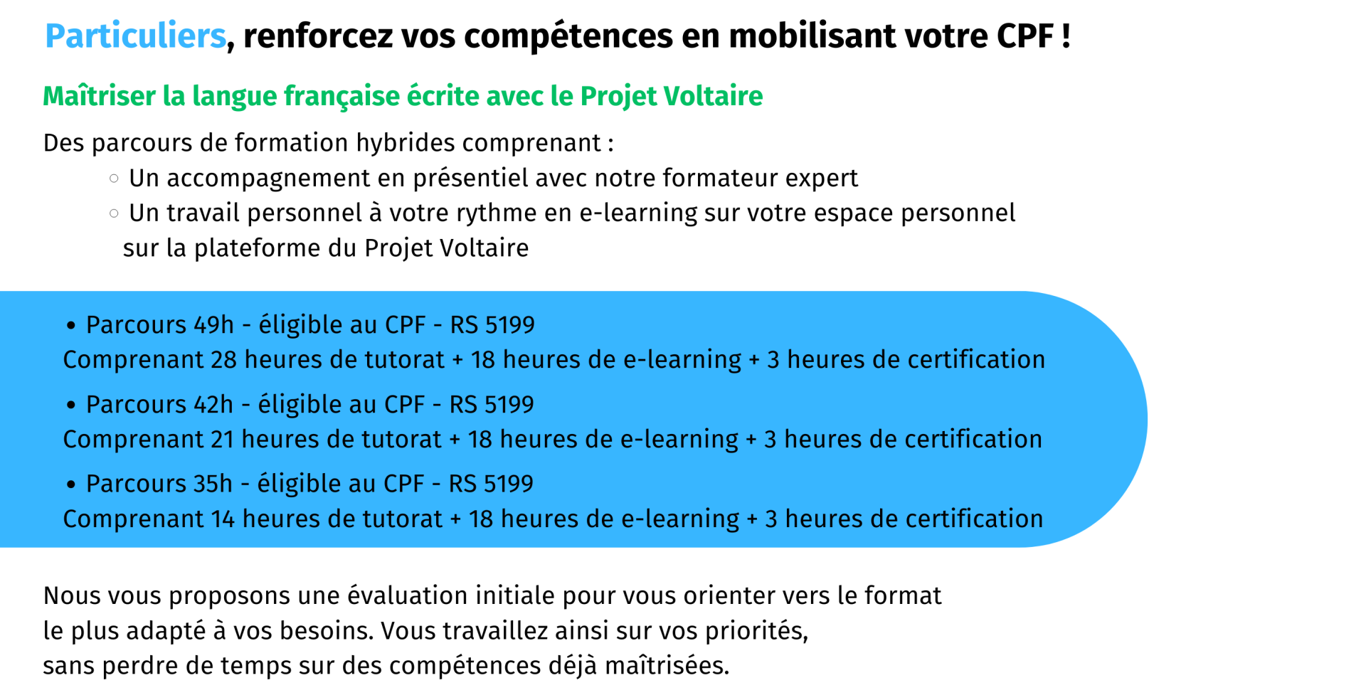 Offres particuliers projet voltaire